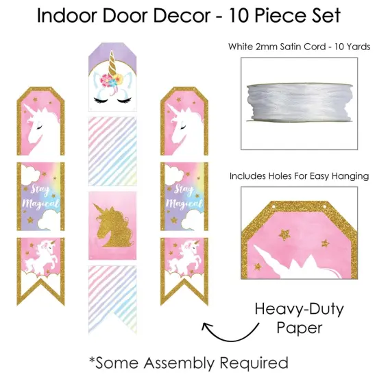 Big Dot of Happiness Rainbow Unicorn - Hanging Vertical Paper Door Banners - Magical Baby Shower or Birthday Party Wall Decor Kit - Indoor Door Decor {6}