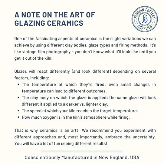 Penguin Pottery - Opaque Series - Lilac - Mid Fire Glaze, High Fire Glaze, Cone 5-6 for Mid Fire Clay, High Fire Clay - Ceramic Glaze Pottery (1 Pint | 16 oz | 473 ml) {3}