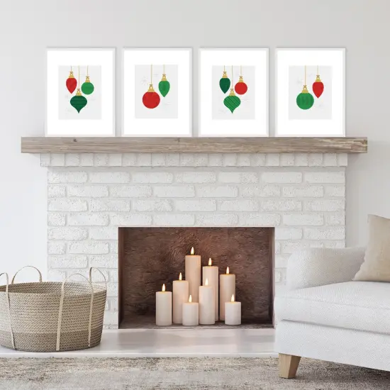 Big Dot of Happiness Ornaments - Unframed Holiday and Christmas Linen Paper Wall Art - Set of 4 - Artisms - 8 x 10 inches {3}
