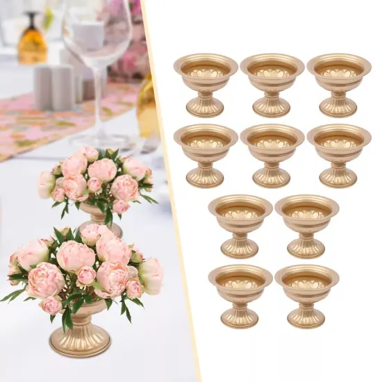 10 PCS Gold Flower Trumpet Vases Wedding Party Tabletop Centerpieces Stand Decor {3}