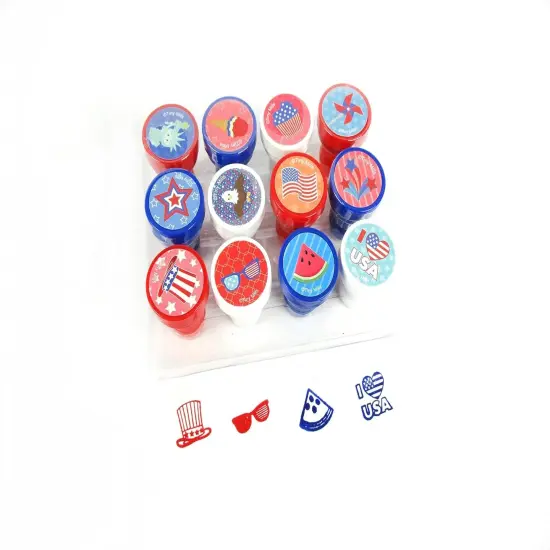 TINYMILLS 12 Pcs Patriotic I Love USA America 4th of July Stamp Kit {2}