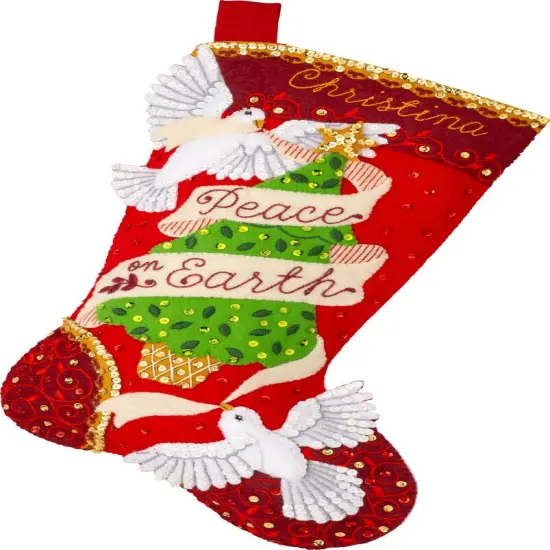 Bucilla Felt Stocking Applique Kit 18" Long-Peaceful Doves {1}