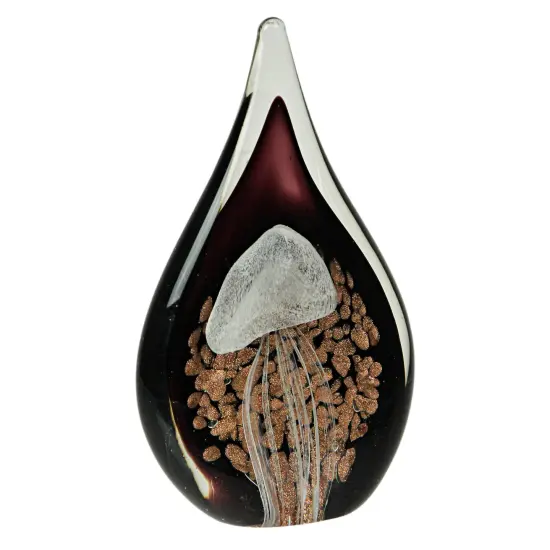 7 Inch Glass Drop Jellyfish Coral Bookends Home Decor Sculpture Coastal Set of 2 {4}