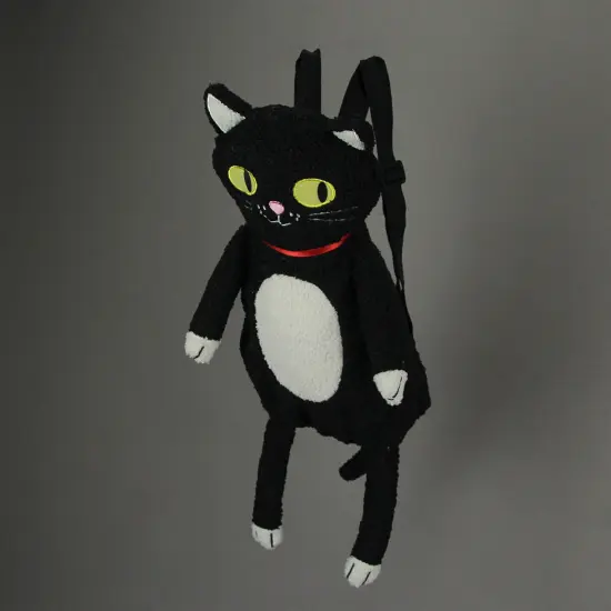 Cute Furry Plush Black Cat Mini Backpack Stuffed Animal Shoulder Fashion Bag {3}