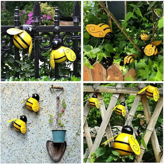Decorative Metal Bumble Bee Garden Accents - Lawn Ornaments - Set of 4 {2}