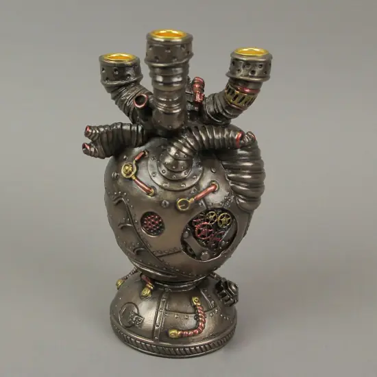 Augmented Artery Device Steampunk Human Heart Triple Taper Candle Holder {4}