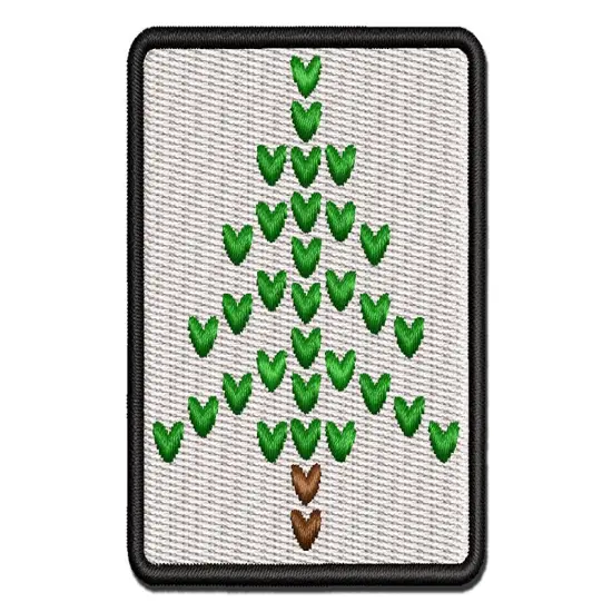 Knit Christmas Tree Multi-Color Embroidered Iron-On or Hook & Loop Patch Applique {1}