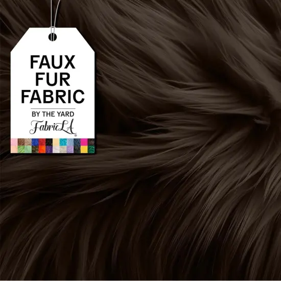 FabricLA | Shaggy Faux Fur | Fabric by The Yard | 180" X 60" Inch Wide | Craft Furry Fabric | Sewing, Apparel, Rugs, Pillows & More | Faux Fluffy Fabric | Dark Brown, 5 Yard {1}