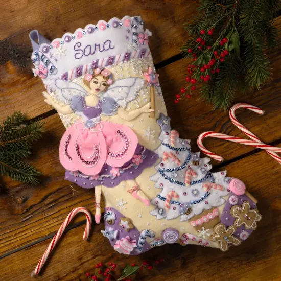 Bucilla Felt Stocking Applique Kit 18" Long-Sugar Plum Dreams {4}
