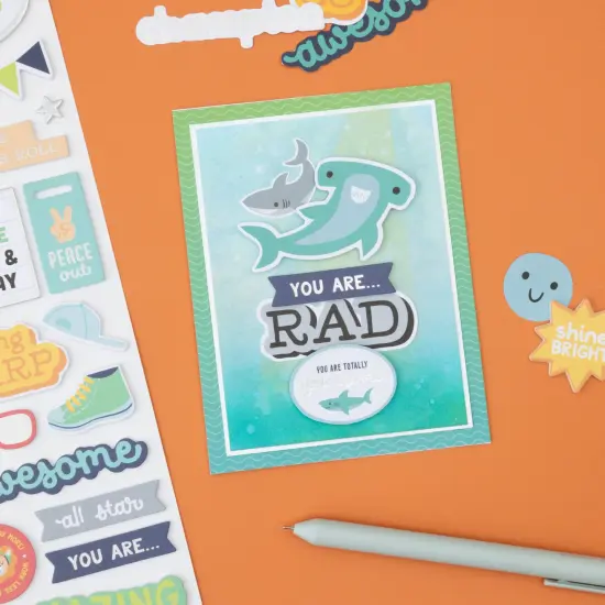 Pebbles Cool Boy Thickers Stickers 50/Pkg-Phrase, Silver Foil {5}