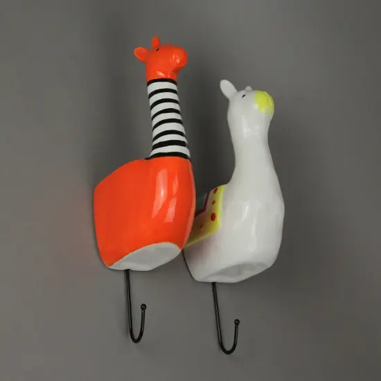 Set of 2 Llama & Giraffe Ceramic Wall Hanging Succulent Planters Decorative Pots {4}
