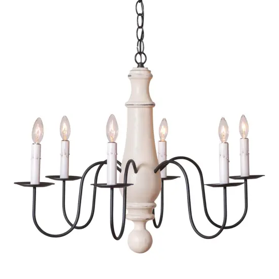 Irvins Country Tinware 6-Arm Large Norfolk Wood Chandelier in Rustic White {1}