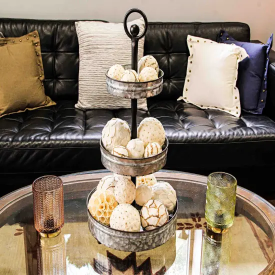 18 Piece Natural White and Brown Exotic Dried Organic Decor Balls {6}