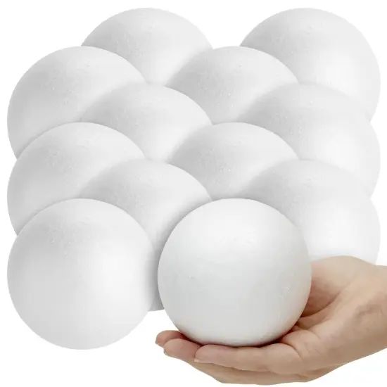 12-Pack Foam Balls Round Polystyrene Balls for Art Craft DIY, White, 4" Diameter {1}