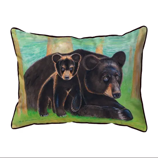 Betsy Drake Bear and Cub Extra Large 20 X 24 Indoor / Outdoor Pillow {1}