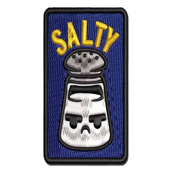 Kawaii Cute Salty Grumpy Salt Multi-Color Embroidered Iron-On or Hook & Loop Patch Applique {1}
