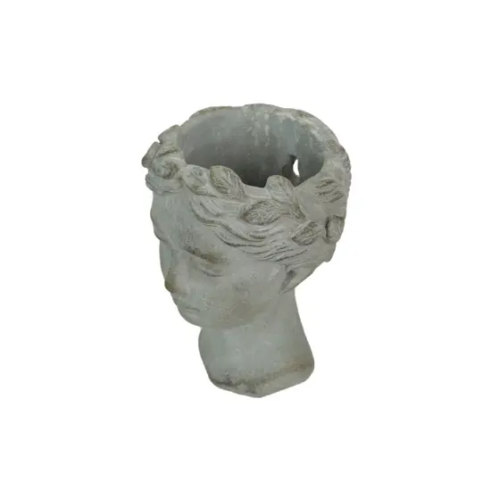 Weathered Gray Greek Lady Statue Wall Mount Cement Head Planter 6 Inches High {4}