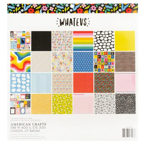 American Crafts Double-Sided Paper Pad 12"X12" 24/Pkg-Black Foil, Whatevs {2}