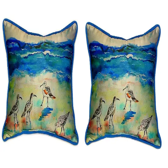 Pair of Betsy Drake Betsy&rsquo;s Sandpipers Large Pillows 16 Inch x 20 Inch {1}