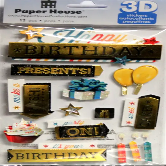 Paper House Happy Birthday Dimensional Stickers {1}