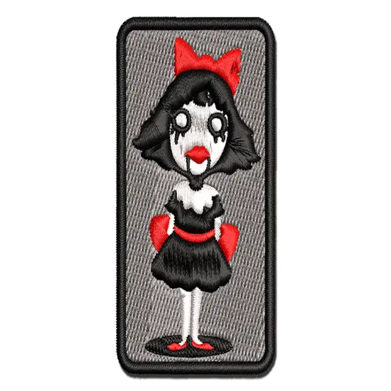Creepy Spooky Horror Girl Doll Puppet Multi-Color Embroidered Iron-On or Hook & Loop Patch Applique {1}