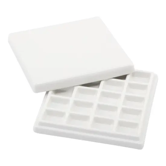 Creative Mark English Glazed Porcelain Palette , Sturdy Construction with 20 Deep Paint Wells for Color Mixing, Palette for Watercolor, Gouache & Oil Paints for Artists, Professionals, Students White {1}