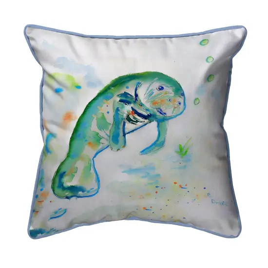 Betsy Drake Betsy's Manatee Small Indoor/Outdoor Pillow 12x12 {1}