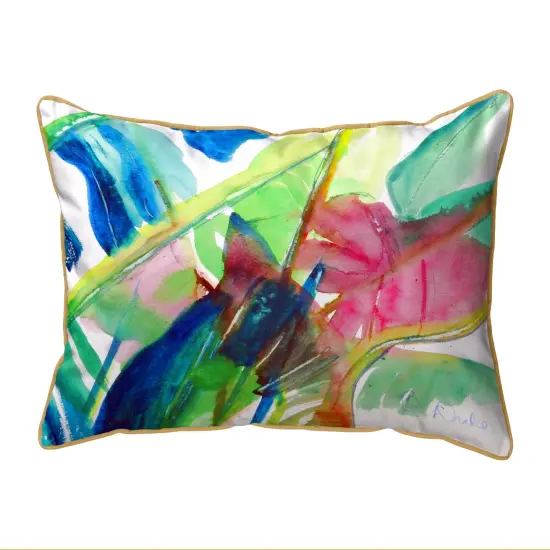 Betsy Drake Pink Palms Extra Large Zippered Indoor/Outdoor Pillow 20x24 Multicolor {1}