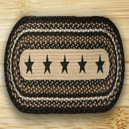 Earth Rugs OP-313 Black Stars Oval Patch 2 Feet x 8 Feet {1}