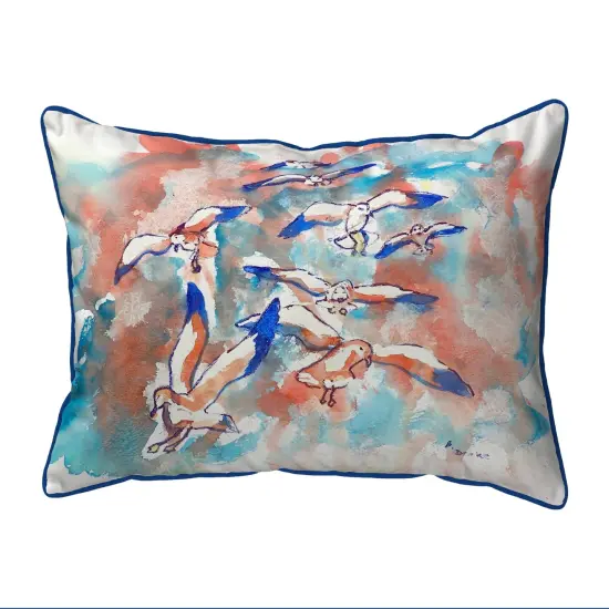 Betsy Drake Gulls Flocking Small Indoor/Outdoor Pillow 11x14 {1}