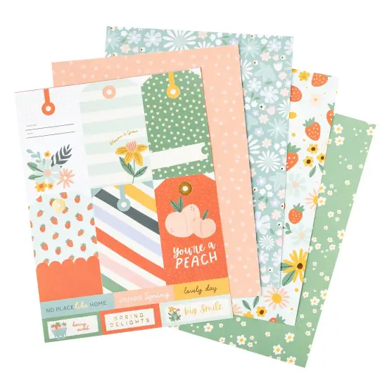Pebbles Double-Sided Paper Pad 6"X8" 36/Pkg-Gold Foil, Sunny Bloom {4}