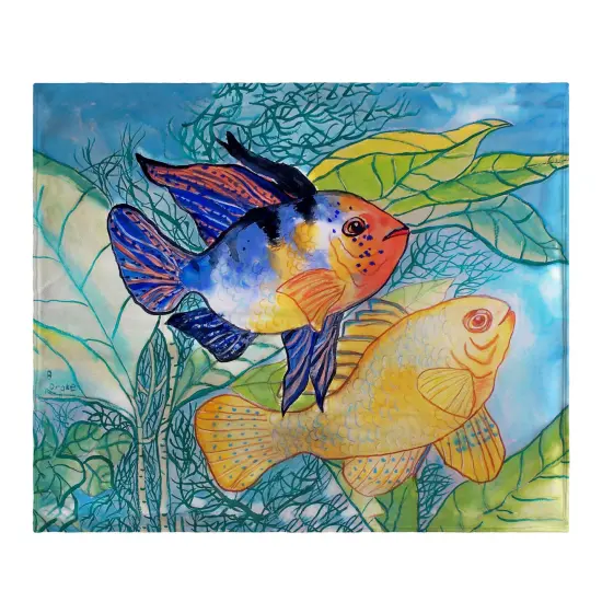 Betsy Drake Betsy's Two Fish Fleece Blanket Multicolor {1}