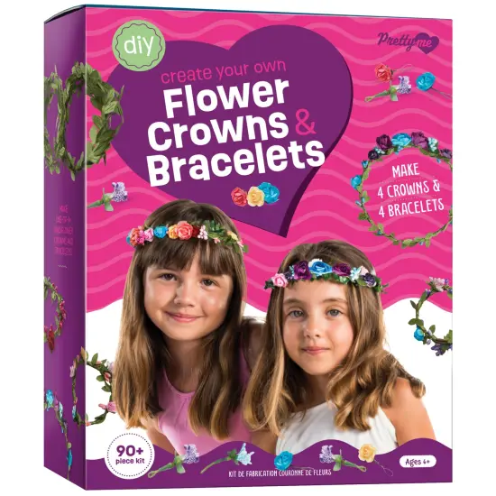 Flower Crowns & Bracelet Making Kit for Girls - Make Your Own Jewelry Kits for Kids - DIY Hair Accessories Set - Arts & Crafts Gift for Ages 6-12 Year Old Girl - Craft Maker Gifts Toys {1}