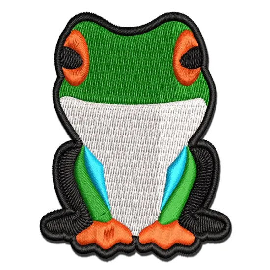 Colorful Tree Frog Multi-Color Embroidered Iron-On or Hook & Loop Patch Applique {1}