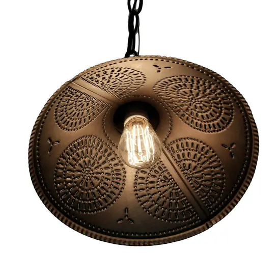 Stockbridge Shade Light Pendant with Chisel in Kettle Black Perforated Tin {3}