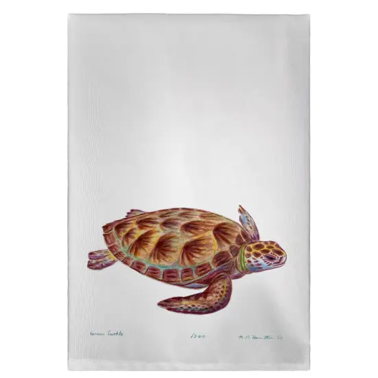 Betsy Drake Green Sea Turtle Guest Towel {1}
