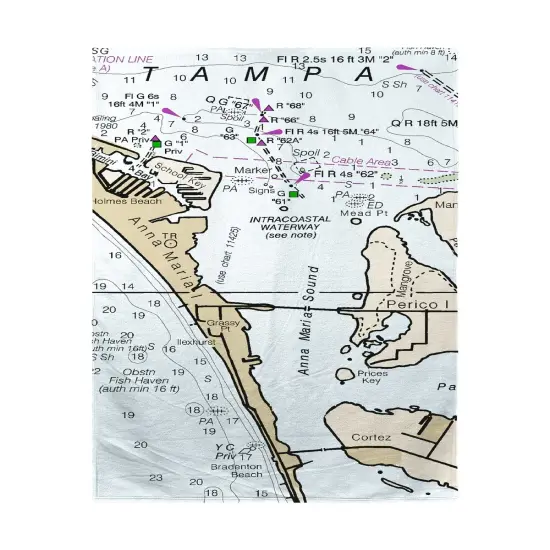Betsy Drake Anna Maria Island, FL Nautical Map Beach Towel Multicolor {1}