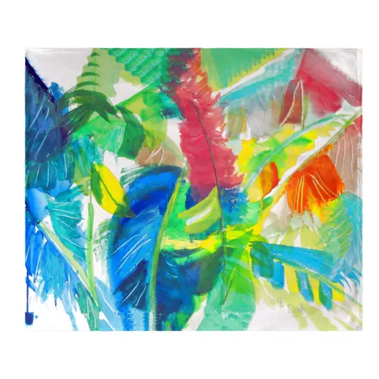 Betsy Drake Abstract Palms Fleece Throw Multicolor {1}