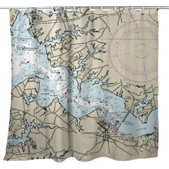 Betsy Drake Cambridge, MD Nautical Map Shower Curtain {1}