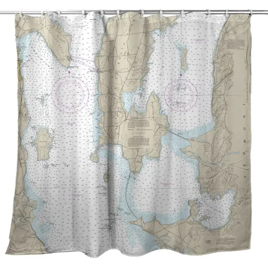 Betsy Drake South Hero Island, VT Nautical Map Shower Curtain {1}