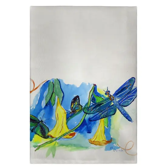 Betsy Drake Yellow Bells and Dragonfly Guest Towel {1}