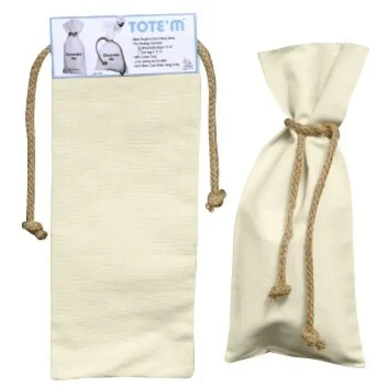 Wear'm Canvas Wine Bottle Bag 6"X14" 3/Pkg-Natural {2}