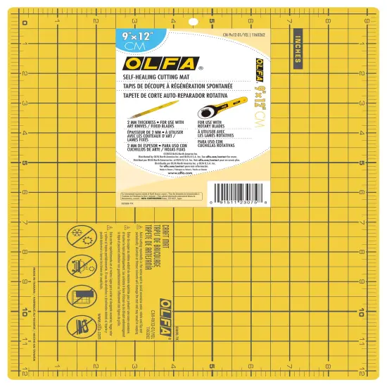OLFA Double-Sided Self-Healing Cutting Mat 9"X12"-Yellow {1}