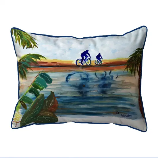 Betsy Drake Two Bikers Extra Large Zippered Indoor/Outdoor Pillow 20x24 Multicolor {1}