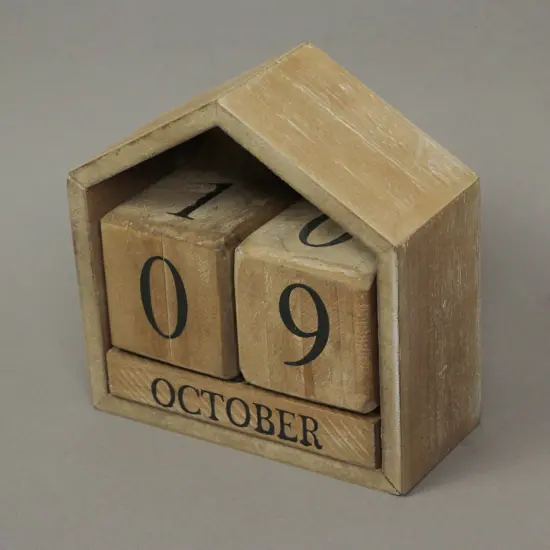 Wood Block Perpetual Calendar Office Desk Home Countertop Rustic Farmhouse Decor {3}