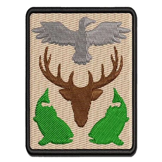 Hunter Deer Fish Duck Hunting Fishing Multi-Color Embroidered Iron-On or Hook & Loop Patch Applique {1}
