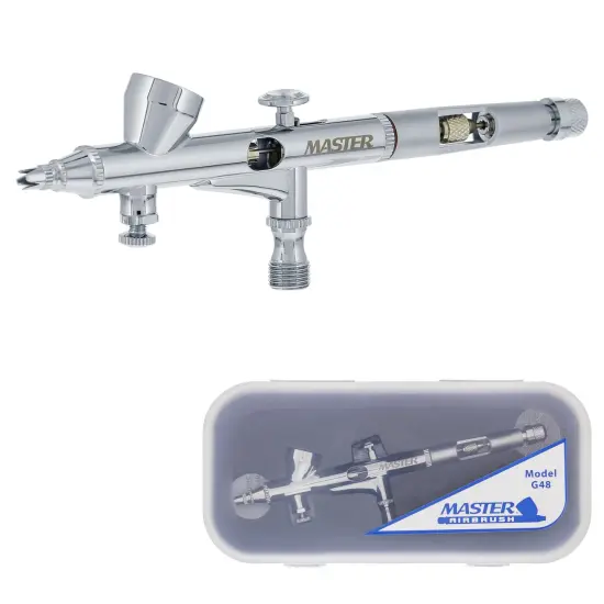 Master High Precision G48 Dual-Action Gravity Feed Airbrush, 0.2 mm Tip, Small 1/16 oz Cup, Air Control {1}