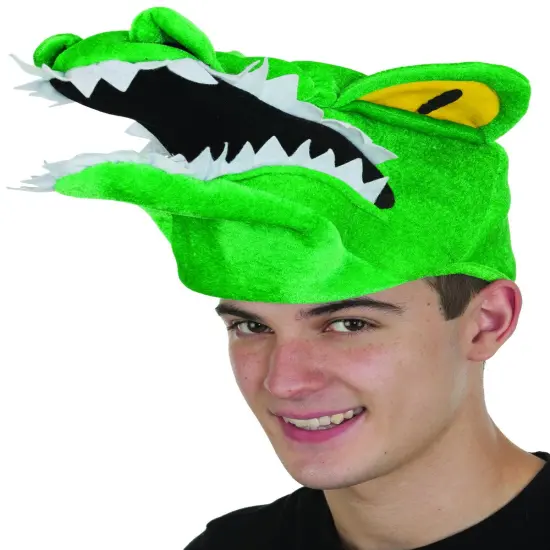Adults Fiery Eyed Green Florida Gator Alligator Swamp Animal Hat Costume {1}