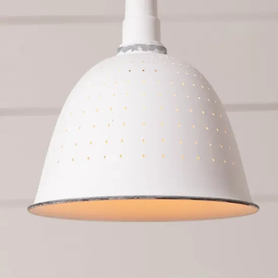 Irvins Country Tinware Colander Pendant Light in Rustic White {4}