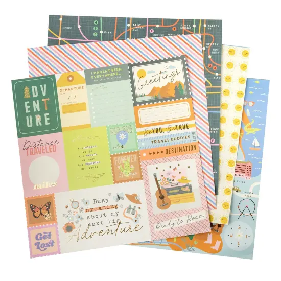 American Crafts Double-Sided Paper Pad 12"X12" 24/Pkg-Gold Foil, Coast-to-Coast {4}